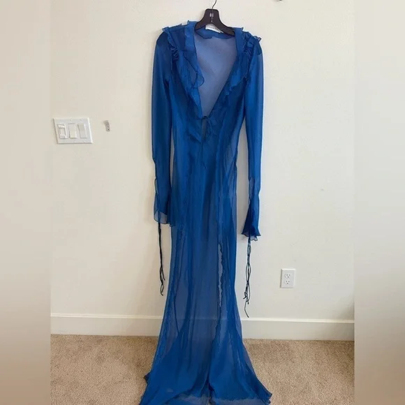 Rat & Boa Cobalt Blue Farretti sheer maxi dress L - Picture 7 of 12
